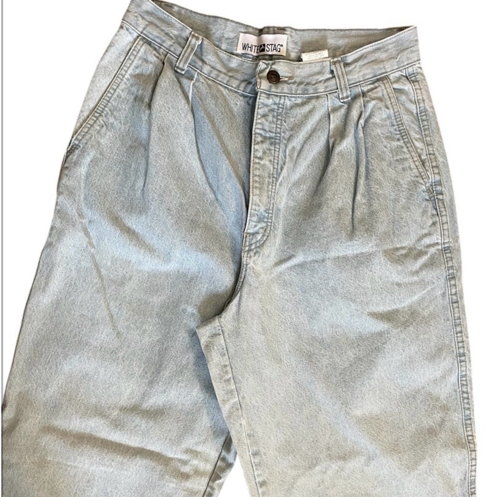 1980’s mom jeans high waist acid wash blue jeans size 12  28 waist white Stag